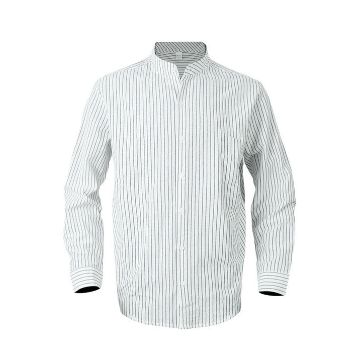 Long-sleeve shirt for men with modern high collar and fine striped pattern Lune London