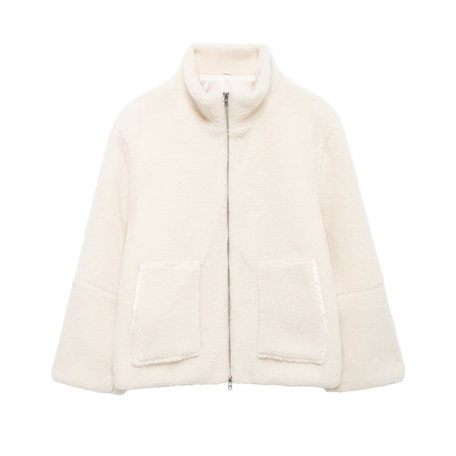 Ladies Cozy Fleece Jacket with High collar and Practical Pockets Lune London