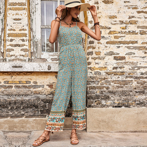 Ladies Bohemian floral pattern jumpsuit Lune London