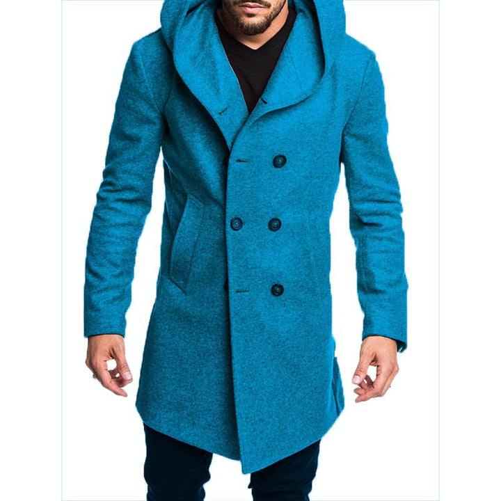 Fashionable men's coat with hood and double-breasted buttons Lune London
