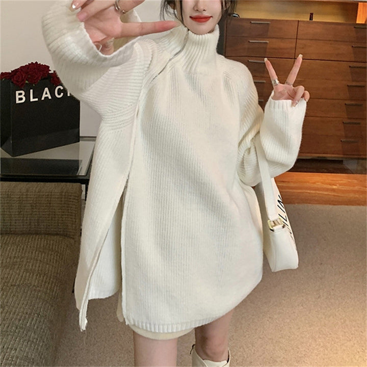 Pull en tricot oversize pour femmes avec col montant Chic & Stil