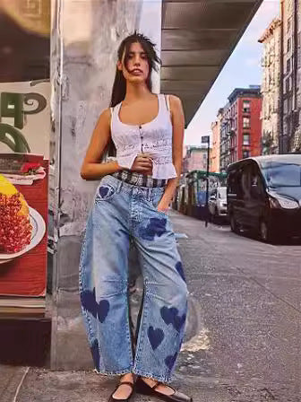 Wide jeans for women with heart-shaped details and a relaxed cut Lune London