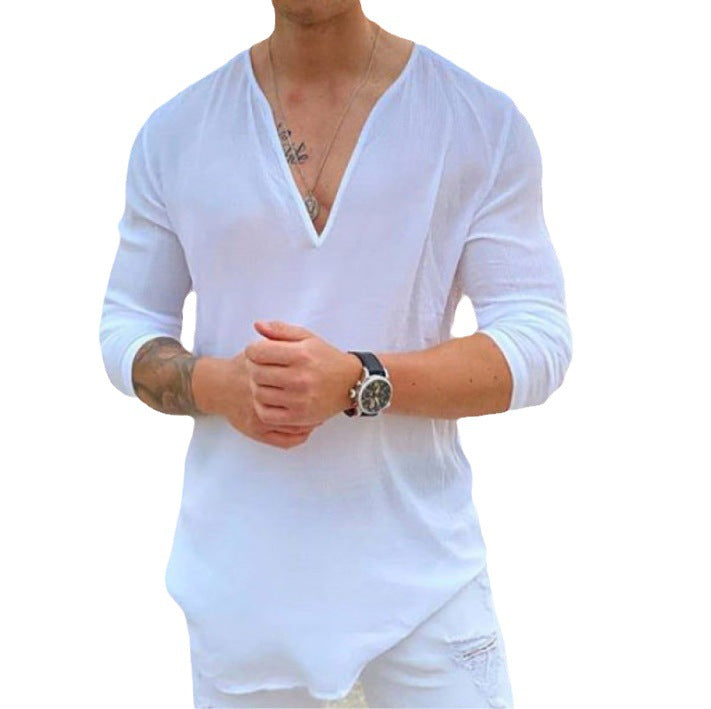 Casual long sleeve shirt for men with V neck Lune London