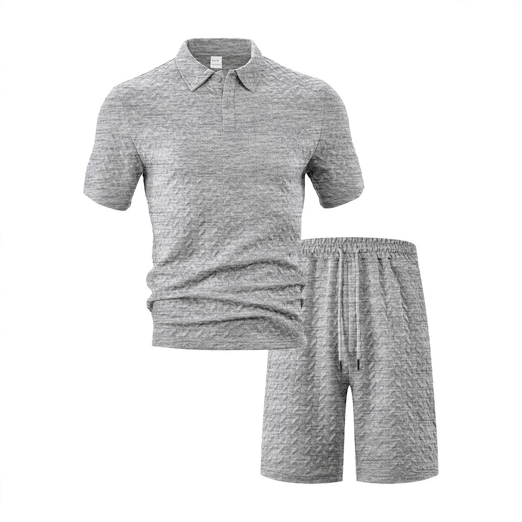 Men's polo and sports shorts set with structured pattern Lune London