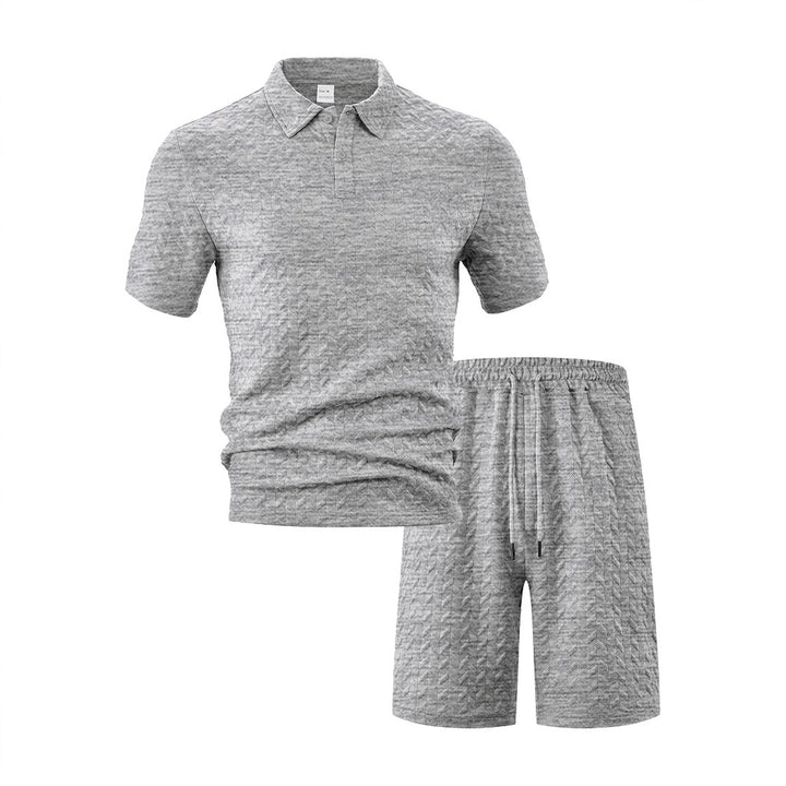 Men's polo and sports shorts set with structured pattern Lune London