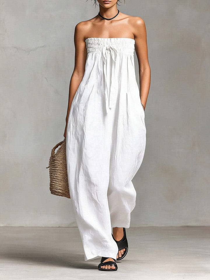 Women's Casual Jumpsuit with Elastic Top and Wide Leg Lune London