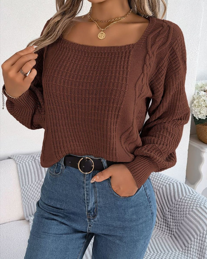 Casual knitted sweater for women with structured surface and romantic braid design Lune London