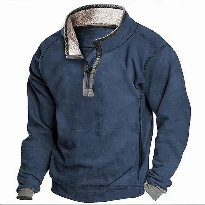 Fleece pullover for men with high collar and practical zipper Lune London