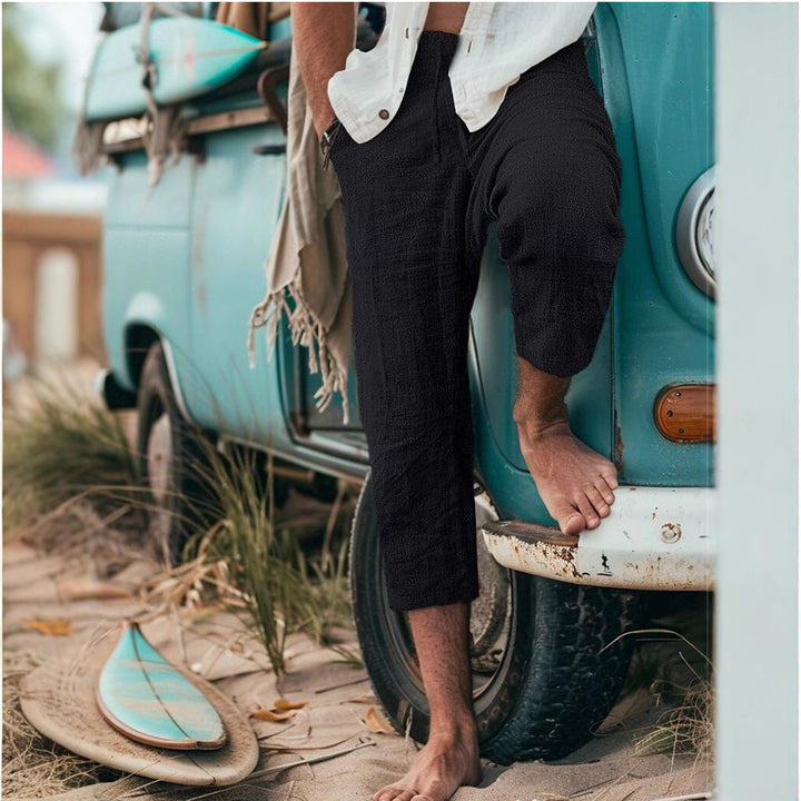 Chino pants for men with a relaxed fit and elastic waistband Lune London