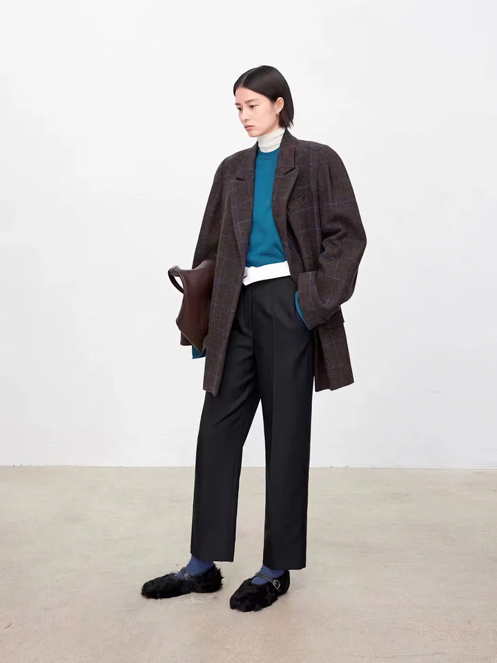 Pull en tricot surdimensionné pour femmes avec col montant Chic & Stil