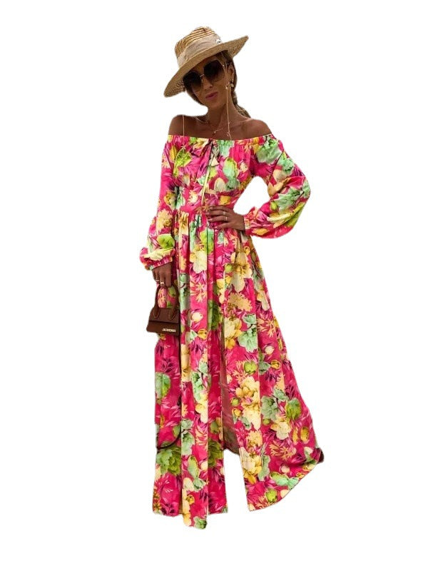Chic and stylish floral maxi dress with off-the-shoulder for women