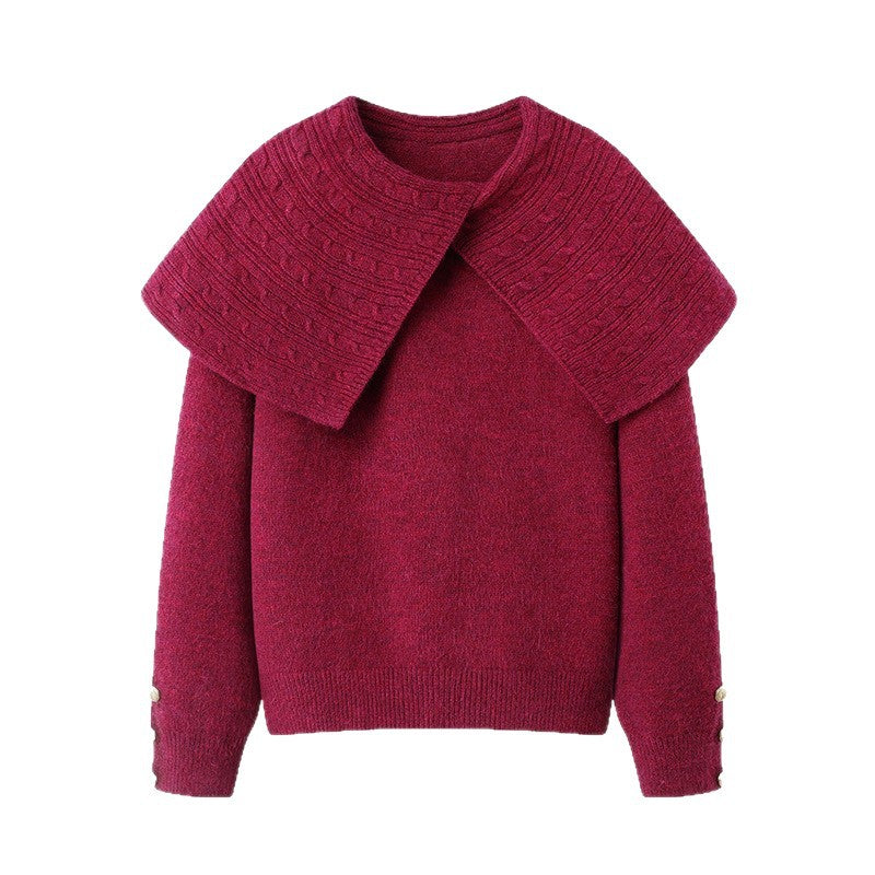 Pull élégant pour femmes en vert forêt avec col texturé de haute qualité Chic & Stil