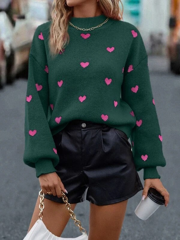 Pull femme avec design en forme de cœur et coupe décontractée Chic & Stil