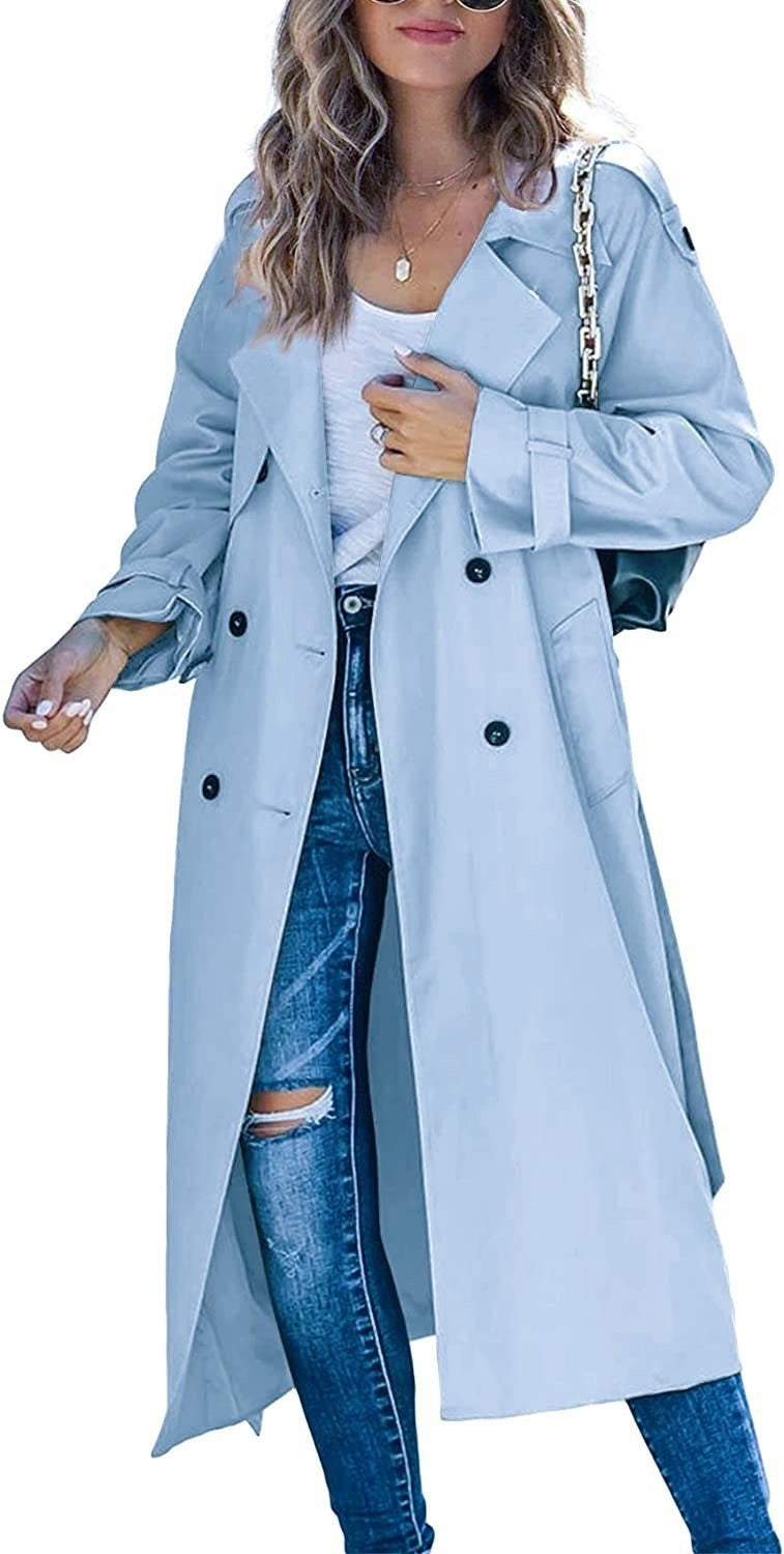 Ladies Elegant oversized trench coat with belted waist Chic and Style