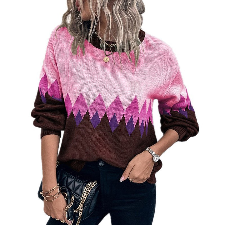 Women's sweater with trendy mountain pattern and comfortable round neck Lune London