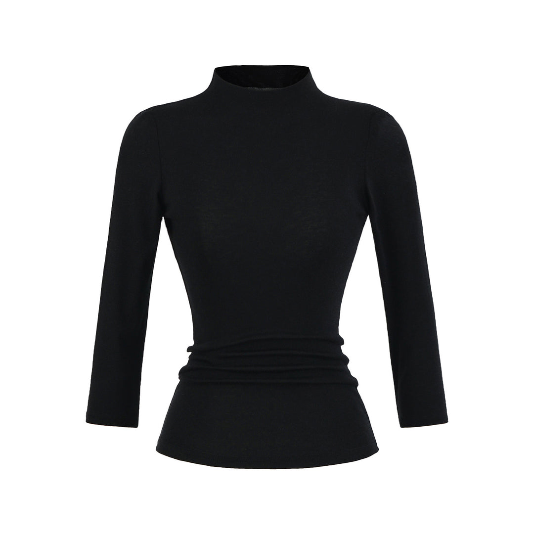 Long Sleeve Women's Shirt with Mock Neck and Ruching Details Lune London