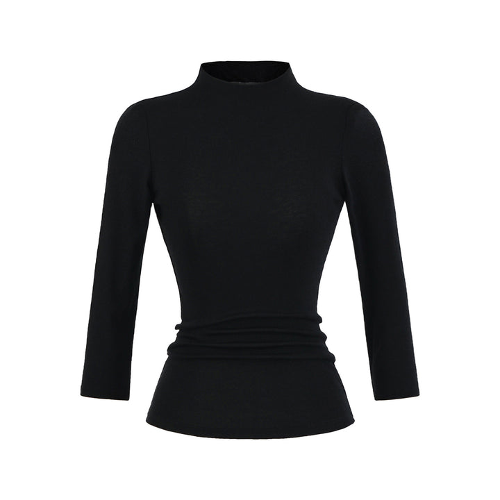 Long Sleeve Women's Shirt with Mock Neck and Ruching Details Lune London