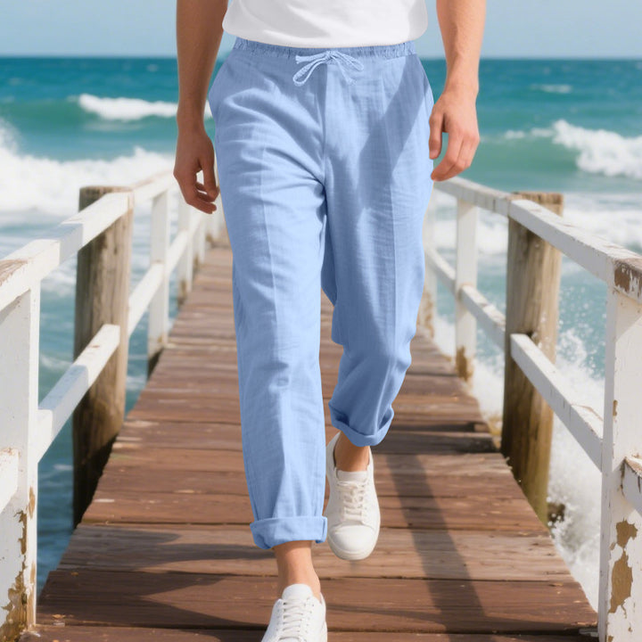Men's casual beach pants with adjustable waistband and breathable material Lune London