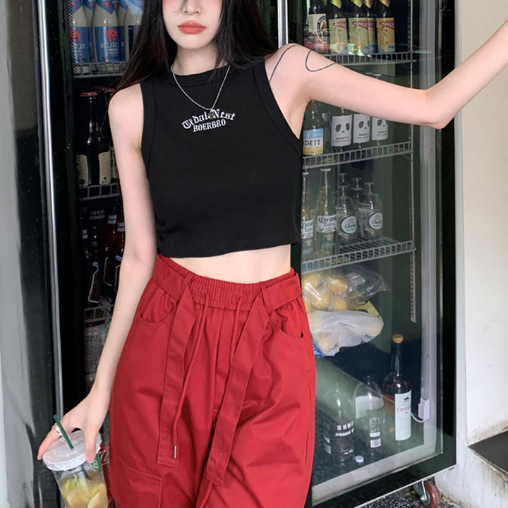Women’s Crop Top with High Collar and Subtle Logo Lune London