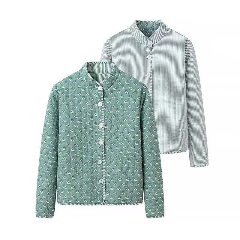 Reversible cotton jacket for women with elegant print Lune London