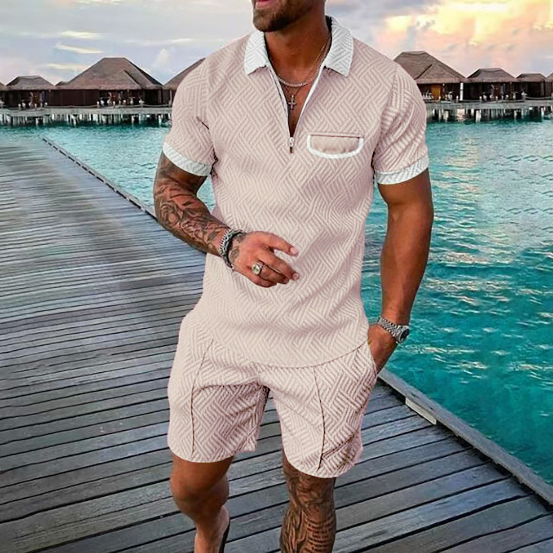 Short sleeve polo set with pattern for men and shorts Lune London