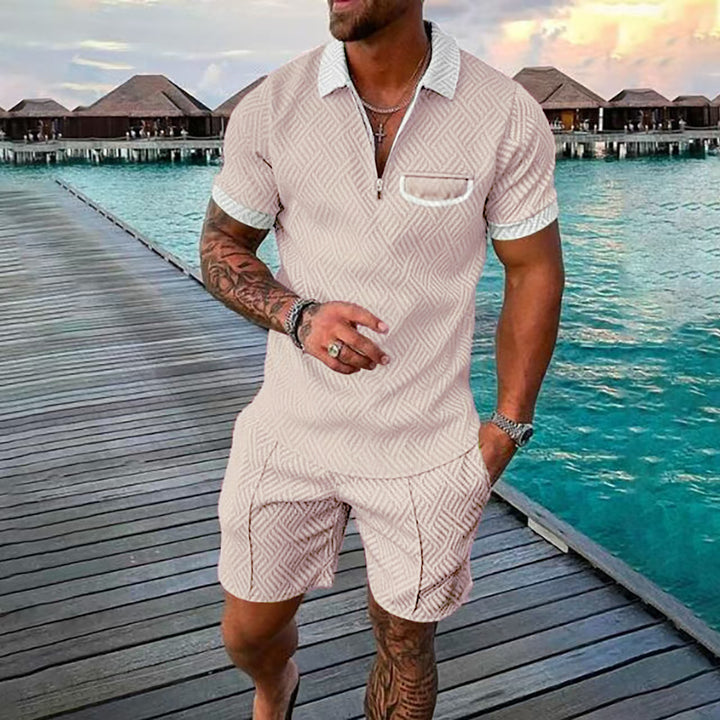 Short sleeve polo set with pattern for men and shorts Lune London