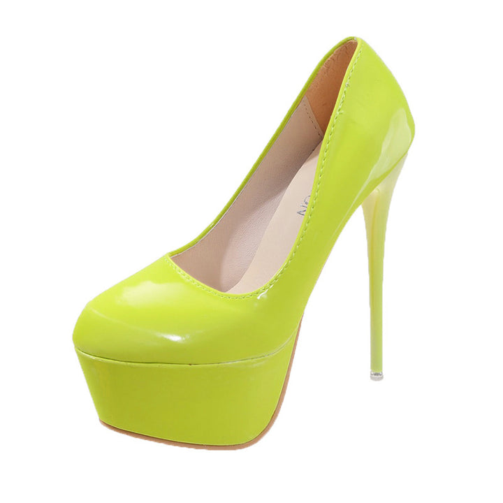 Wedge pumps for women in shiny material and high stiletto heel Lune London
