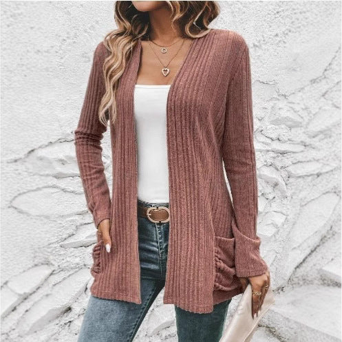 Knit jacket for women with open design and practical pockets Lune London