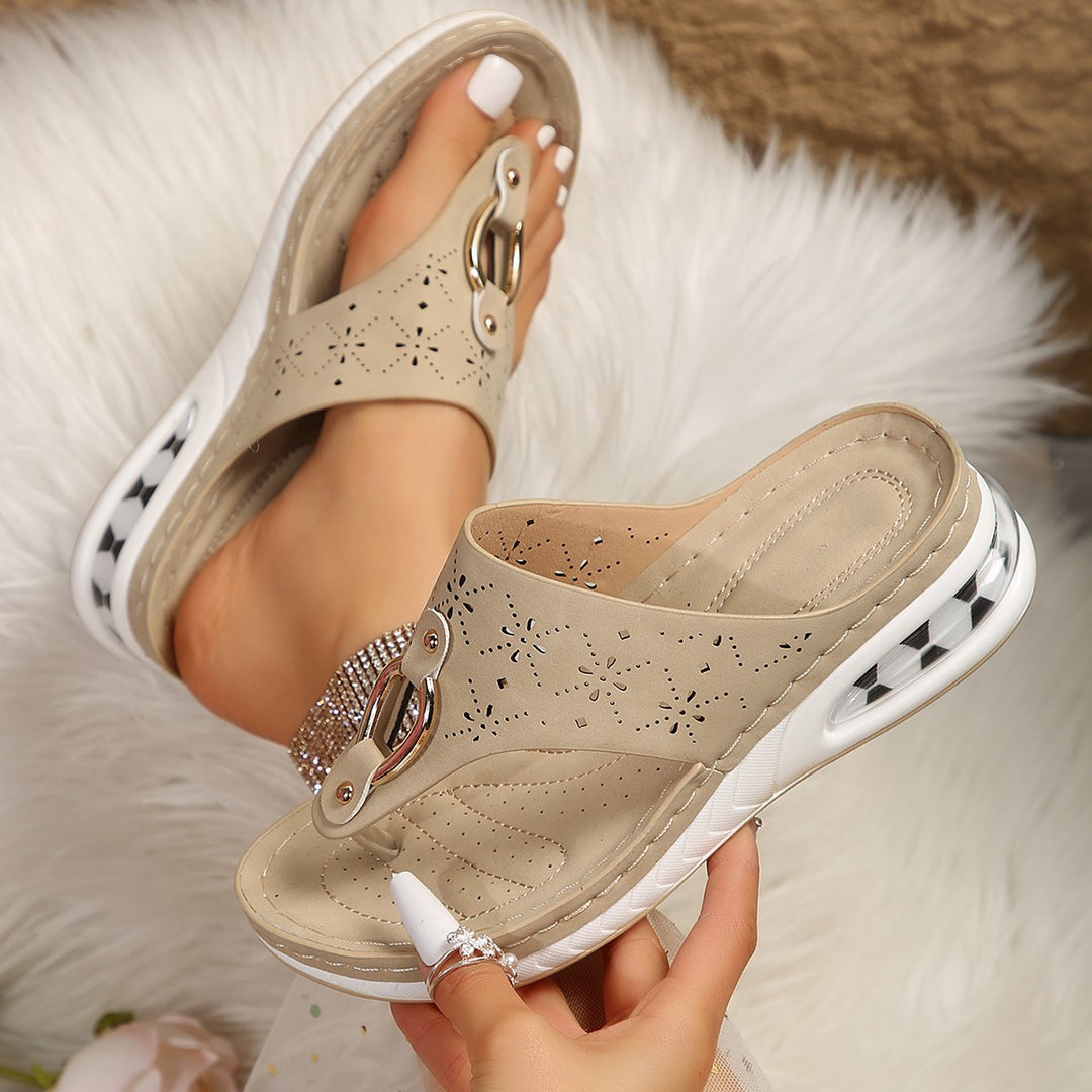 Ladies Decorative Perforated Chic and Stylish Flip Flops