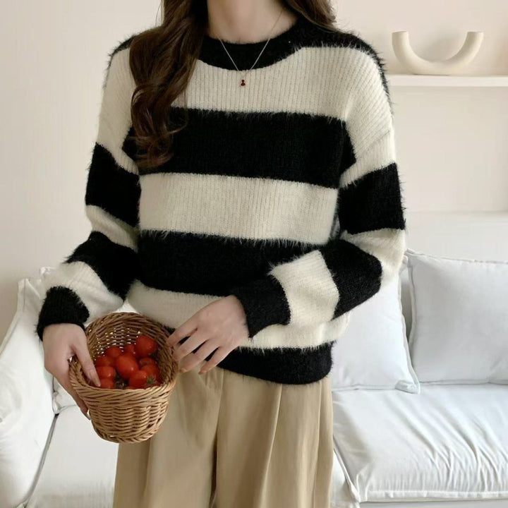 Femmes pull câlin rayé Chic & Stil