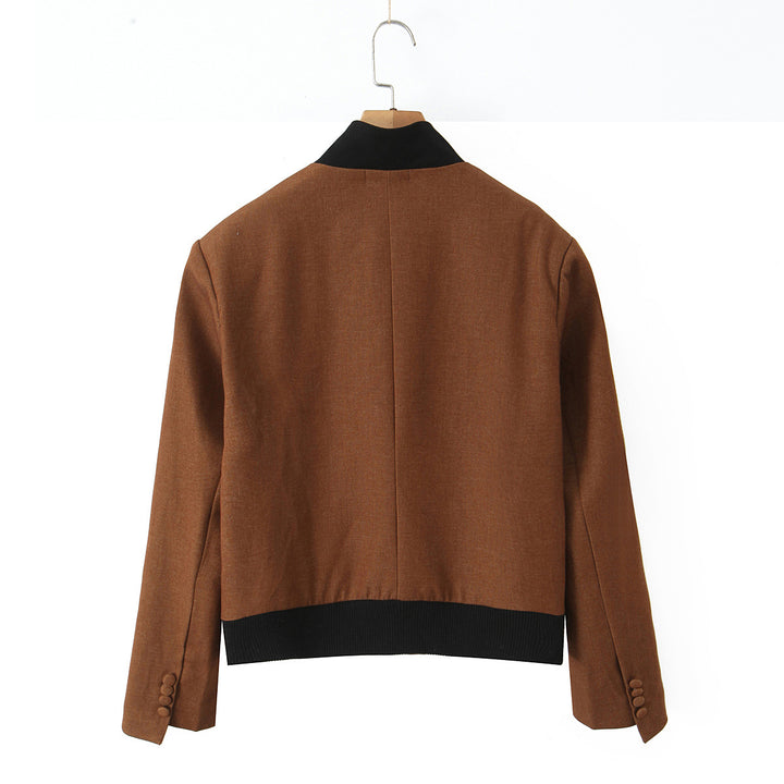 Fashionable short women's jacket with elegant button placket and contrasting collar Lune London
