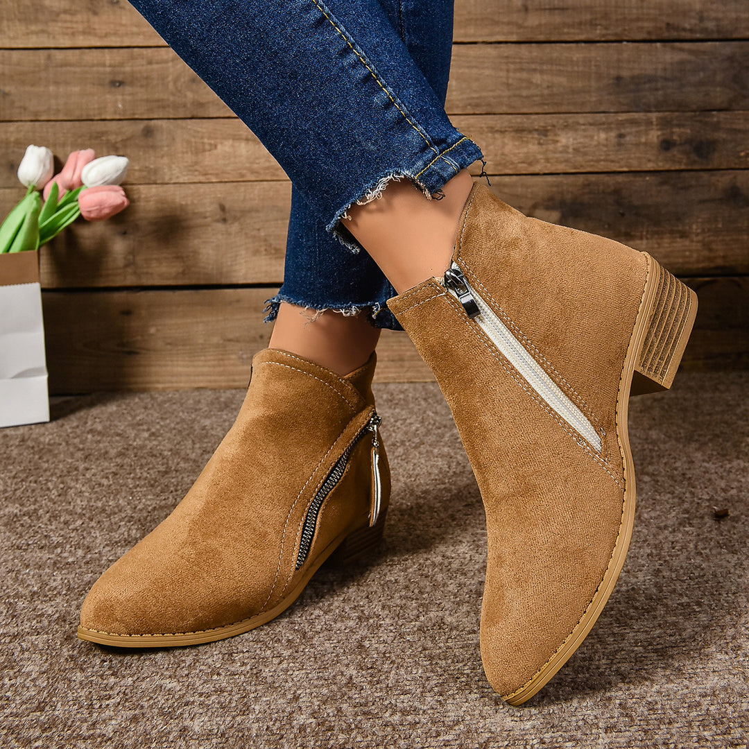 Ladies Stylish Ankle Boots with Zipper Fashion Lune London