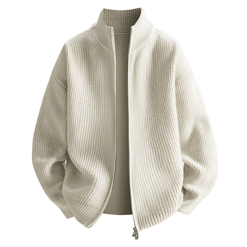 Trendy knit jacket for women with high collar and zip Lune London