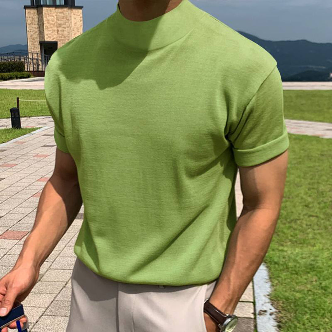 Modern men's short sleeve t-shirt with high collar and high quality material Lune London