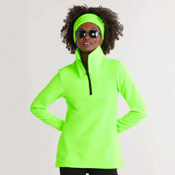 Fleece pullover for women with high collar and sporty zipper Lune London