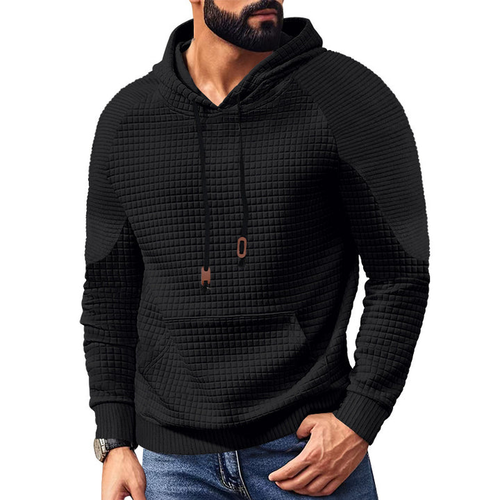 Men's trendy hooded sweatshirt with textured design and kangaroo pocket Lune London