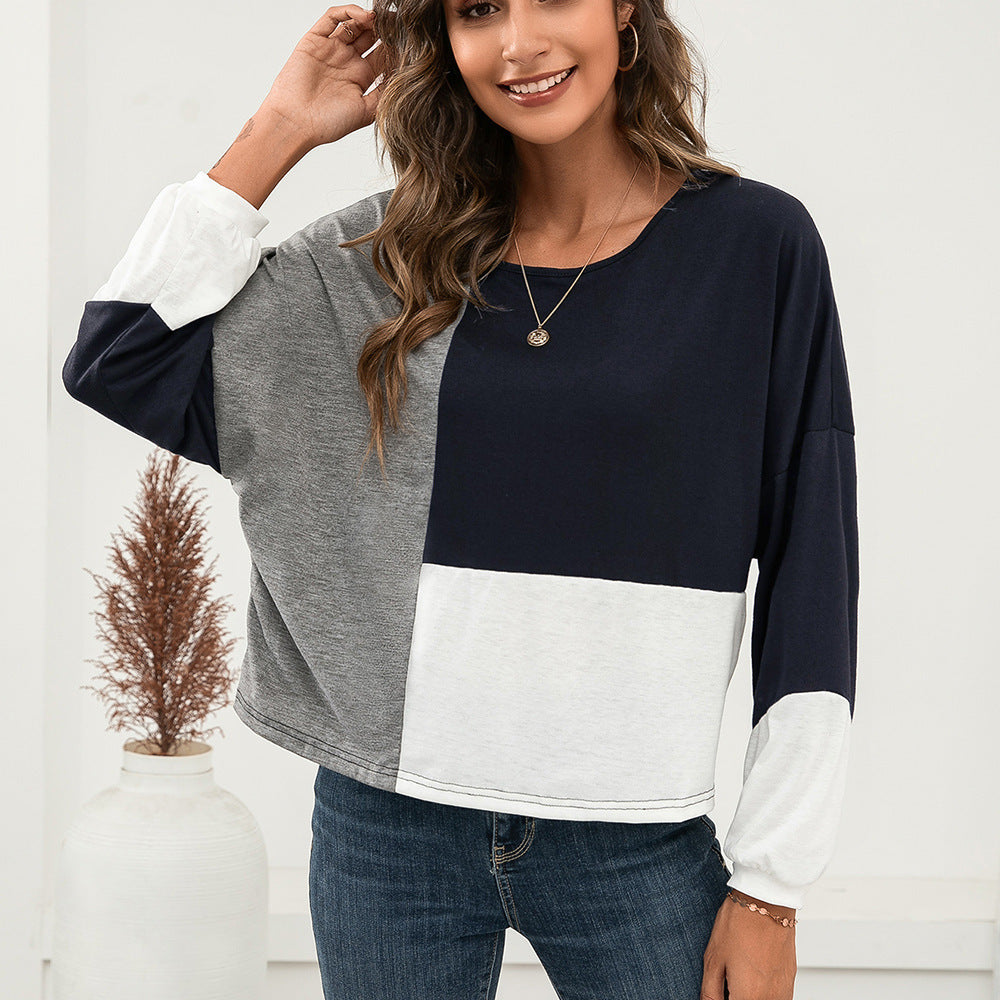 Oversized casual women's T-shirt with color block design and round neck Lune London