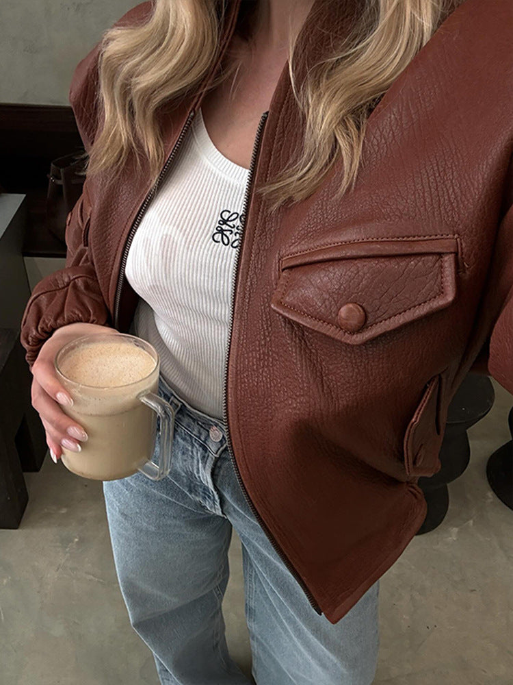 Veste en cuir synthétique stylée pour femmes avec détail décoratif Chic & Stil