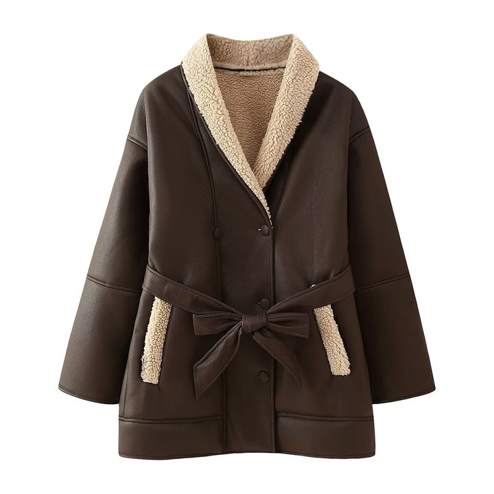 Transitional jacket for women with a wide collar and a warming fleece lining Lune London