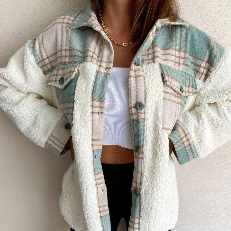 Oversized flannel jacket for ladies with soft lining and practical pockets Lune London