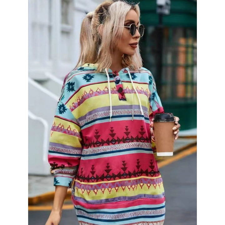 Ladies Relaxed Fit Bohemian Graphic Hoodie Lune London