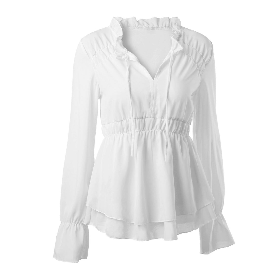 Ruffled blouse for women with elastic waist and long sleeves Lune London