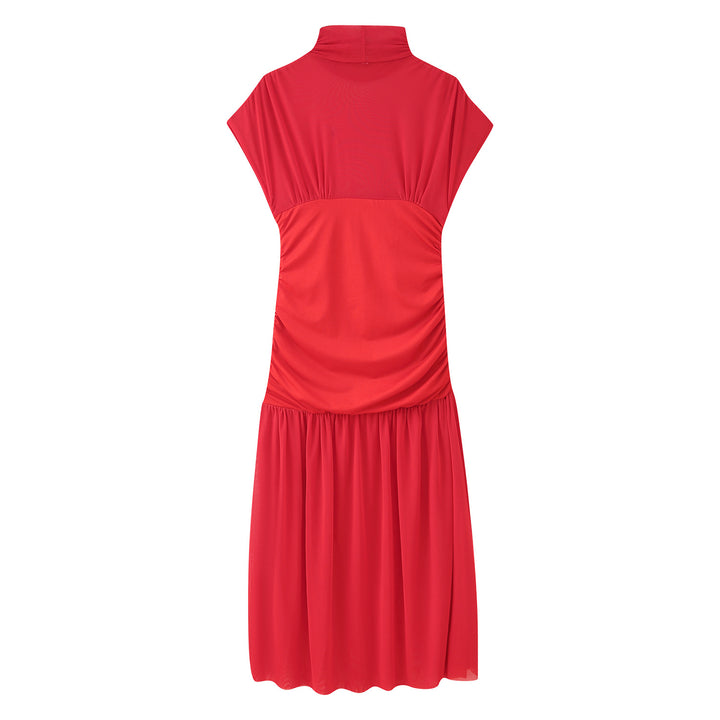 Maxi dress for women with trendy high collar and refined gathered detail Lune London