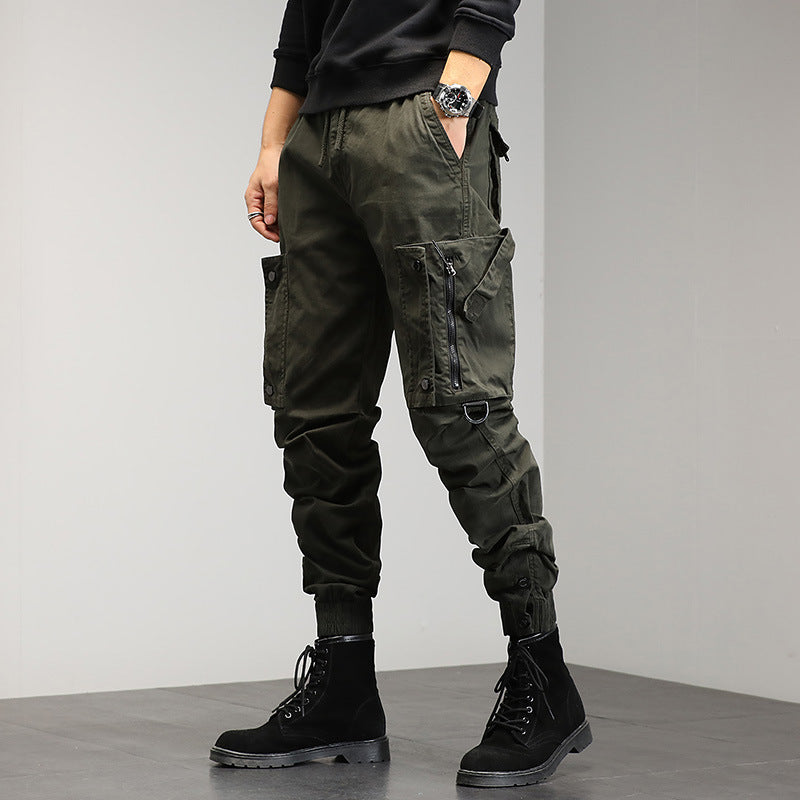 Men's cargo pants with stylish zip pockets and elastic waistband Lune London