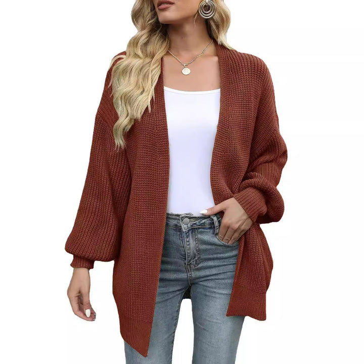 Cardigan en tricot épais pour femmes avec une coupe décontractée et des épaules tombantes Chic & Stil