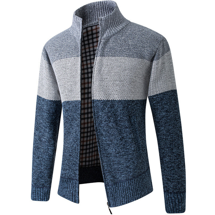 Knitted men's jacket with high collar and striped design Lune London