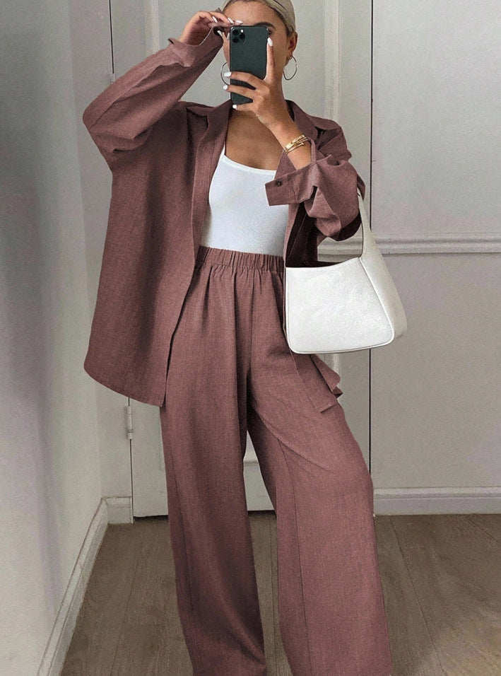 Ladies elegant casual linen blouse and wide pants Lune London