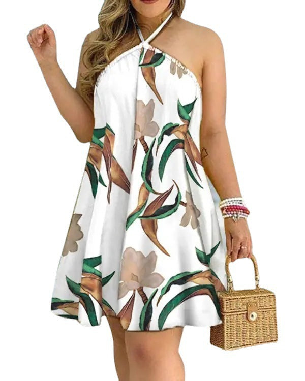 Women Halter Neck Floral A-Line Dress Lune London