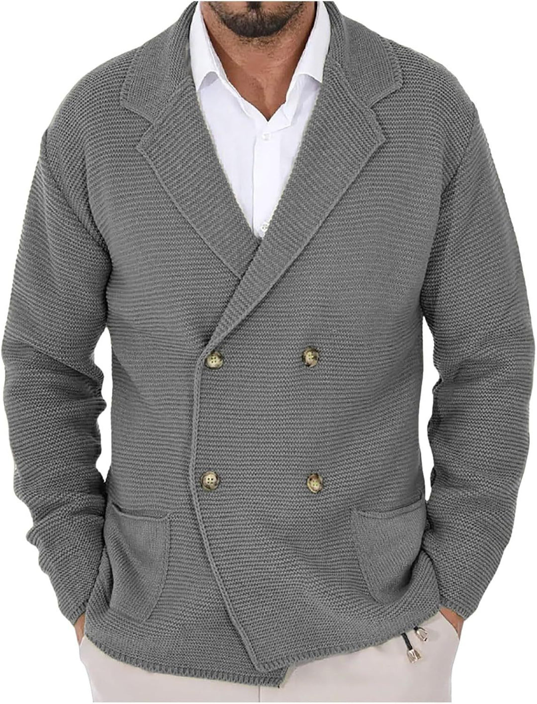 Men's sweater jacket with trendy shawl collar and decorative buttons Lune London