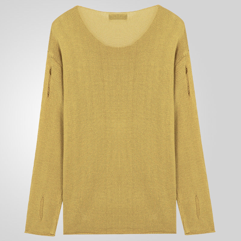 Men's stylish crew neck sweater with frayed details Lune London